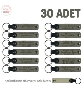 Kül Gri & Sütlü Kahve, Annelere Özel Tüm Kutlamalar İçin İsim Ve Mesaj Yazılabilen 30' lu Anahtarlık