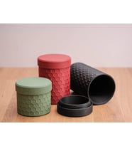 3D Baskı 3lü Petek Desenli Kapaklı Kavanoz Seti Bal Peteği Dokulu Dekoratif Mutfak Saklama Kabı 5-8-12 cm