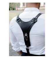 Deri Erkek Sırt Kemer, Erkek Harness, Erkek Gömlek Kemeri (Siyah)