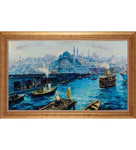 Çerçeveli Paspartulu Manzara Tablo ah1362 (Gold)