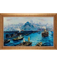 Çerçeveli Paspartulu Manzara Tablo ah1362 (Gold)