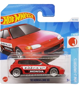 Hot Wheels - ´92 Honda Civic Eg - Hw J-Imports 4/10 - Htc43 - Short Card - Kırmızı - Mattel 2024 - 1 (Çok Renkli)