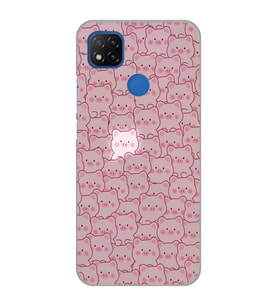 Xiaomi Redmi 9C / 10A Uyumlu Cute Pink Pig Tasarımlı Şeffaf Telefon Kılıfı