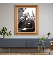 Altın Paspartulu Atatürk  Çerçeveli Tablo C729 (Gold)