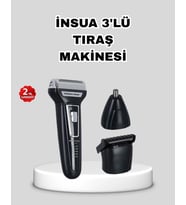İnsua 3’Lü Tıraş Makinesi – 3 Farklı Kesim Başlığı, Güçlü Motor, 60 Dakika Kullanım