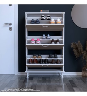 Modilayn VARBİ Kapı Önü 72x 127 x 26 cm’ lik 3 Düşer Kapak 6 Göz Raf Bölmeli Ayakkabılık