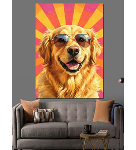 Golden Retriever Köpek Hayvan Dekoratif Kanvas - Mdf Ahşap Tablo