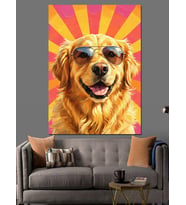 Golden Retriever Köpek Hayvan Dekoratif Kanvas - Mdf Ahşap Tablo