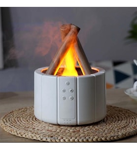 Hava Nemlendirici Aroma Difüzörü 280Ml Led Işıklı Kumandalı Alev Simülasyonlu (Beyaz)