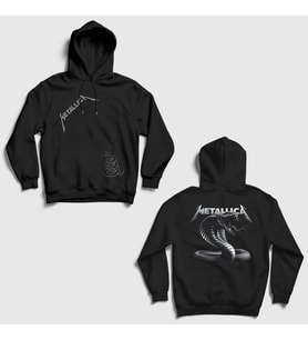 Presmono Unisex Siyah Snake The Black Album Metallica Sırt Baskılı Kapüşonlu Sweatshirt 517863tt