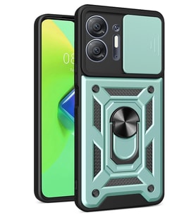 İnfinix 30 5G Kılıf Pars Lens Yüzüklü Silikon - Yeşil