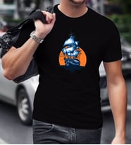 BK Gift Gemi Tasarımlı Siyah T-Shirt-1