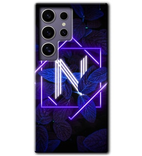 Galaxy S24 Ultra Kılıf HD Desen Baskılı Kılıf - Dark Neon Yaprak N Harfi