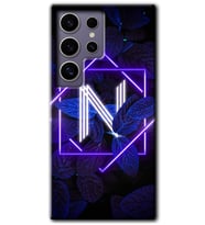 Galaxy S24 Ultra Kılıf HD Desen Baskılı Kılıf - Dark Neon Yaprak N Harfi