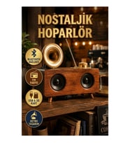 B6 Retro Gramofon Tasarımlı Bluetooth Hoparlör FM Radyo USB SD Kart AUX