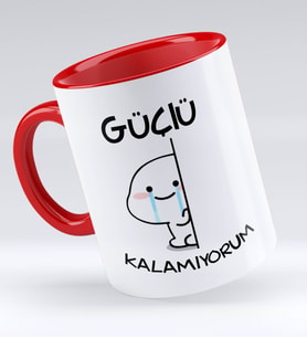 Bk Gift Güçlü Kalamıyorum Tasarımlı Kırmızı Kupa Bardak - Model 1