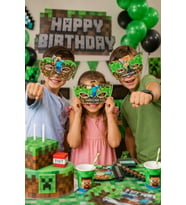 Minecraft Temalı Kağıt Göz Maskesi 6 Adet Parti Maskesi Doğum Günü Aksesuarı