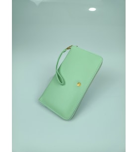 SİA ÇANTA Ollbag  Sade Narin Doku  Büyük Boy Kadın Pörtföy Cüzdan Geniş İç Tasarım Rahat Kullanım Telefon Gözlü Bileklikle Taşınabilir Cüzdan (Su Yeşili)