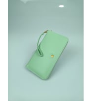 SİA ÇANTA Ollbag  Sade Narin Doku  Büyük Boy Kadın Pörtföy Cüzdan Geniş İç Tasarım Rahat Kullanım Telefon Gözlü Bileklikle Taşınabilir Cüzdan (Su Yeşili)