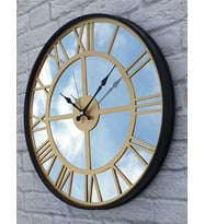 Markakanvas Metal Kasa AYNALI Duvar Saati  ( Çap 50 cm -Çap 80 cm ) (Altın)