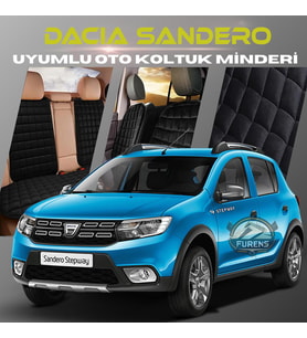 Dacia Sandero Siyah Renk Tay Tüyü Cepli & Terletmez Sırtlı Oto Koltuk Minder Seti - Koltuk Koruma Kılıfı (ÖN & ARKA TAM SET)
