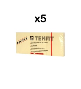 Temat 3x50x40 Yapışkanlı Not Kağıdı Pastel Sarı 5 Adet
