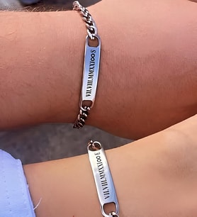 2'li Sevgili Çift Bilekliği Kişiye Özel Paslanmaz Çelik Bileklik scb44 (Metal)