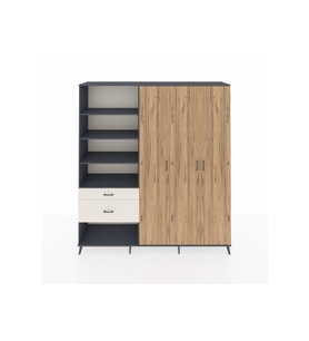 Hyperion Dolap 16 Raflı 2 Çekmeceli 3 Kapaklı 220x44x243 Antrasit-Çam/Aytaşı
