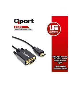 QPORT Q-HVG18 1.8metre HDMI-VGA Çevirici Kablo