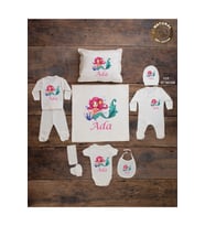 K338 Ekru Renk Isme Özel Isimli Baskılı Bebek 10lu Beyaz Hastane Çıkışı %100 Pamuk