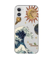 Iphone 11 Uyumlu Güneş ve Dalga Desenli Şeffaf Telefon Kılıfı