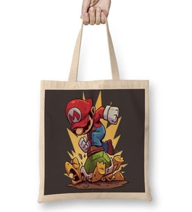 Süper Mario 2 Bez Çanta Uzun Saplı