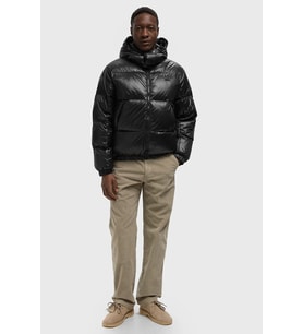 Lacoste Relaxed Fit Down Fill Mens Jacket Çıkarılabilir Kapüşonlu Rahat Kesim Suya Dayanıklı Erkek Kaz tüyü Mont Siyah