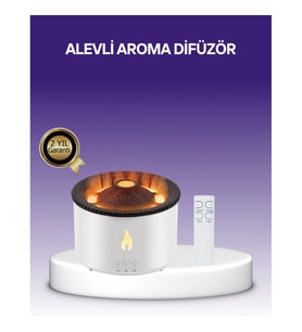 Mey İthalat® 3D Alev Efektli Hava Nemlendirici – Uzaktan Kumandalı ve 8 Saat Çalışma Süreli