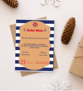 BK Gift Kişiye Özel İsimli Sünnet Düğün Davetiyesi Model 1 (100 adet)