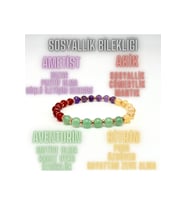 SERTİFİKALI Sosyallik Bilekliği Doğal Taş  6mm Misinalı Aventurin Sitrin Akik Ametist
