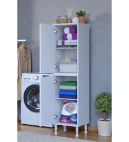 Eliusta Nuve Geniş Depolama Alanlı Dolap 50 cm Banyo/Mutfak Çok Fonksiyonlu 50x138x32,5 cm Saklama Dolabı (Beyaz)