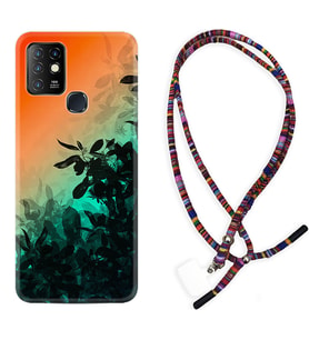 INFINIX Hot 8 9 10 11S Hot 10 Play 10T Kılıf Boyun Asklı Rasta Silikon Güzel Çiçekler 1712