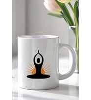 Yoga Meditasyon Temalı 330ml Baskılı Beyaz Seramik Kupa Bardak