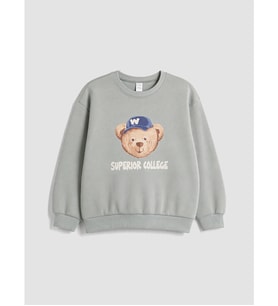 LCW Kids Yeşil Ayıcık Baskılı Erkek Çocuk Sweatshirt