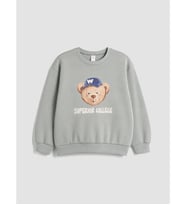 LCW Kids Yeşil Ayıcık Baskılı Erkek Çocuk Sweatshirt