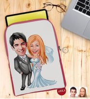 BK Gift Kişiye Özel Evleniyoruz Karikatürlü Taşınabilir Koruyucu Tablet Kılıfı & Organizer Çanta - Pembe-5
