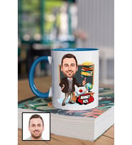 Erkek Öğretmene Hediye Kişiye Özel Karikatürlü Mavi Kupa Bardak