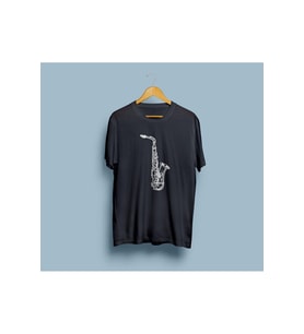 Oversize Saksafon Enstrüman Tasarım Unisex T-shirt