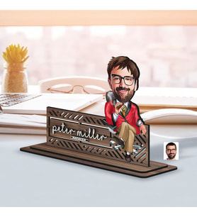 BK Gift Kişiye Özel 3D Kabartma İsimli Baba Karikatürlü Ahşap Biblo-3, Babaya Hediye, Babalar Günü Hediyeleri