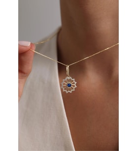 Lacivert Taşlı Stary Charm Kolye