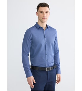 LCW BUSINESS Lacivert Slim Fit Desenli Armürlü Erkek Gömlek