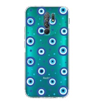 PrintiFy Xiaomi Redmi 9 ile Uyumlu Nazar Boncuğu 1 Baskılı Kamera Korumalı Şeffaf Silikon Kılıf