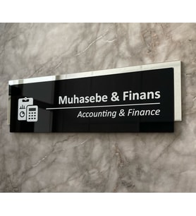 Silver Aynalı Siyah Parlak Seri Muhasebe&Finans Kapı Isimliği