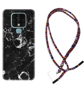Tecno Camon 16 18P Pova Kılıf Boyun Asklı Rasta Silikon Black Hole Marble 1387